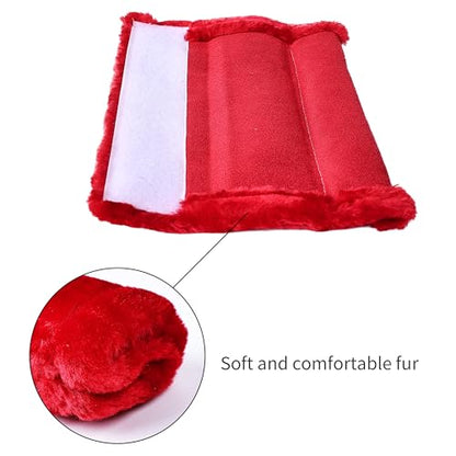 MOONET Universal Soft Faux Sheepskin Seatbelt Covers, 2 Pack (Red) - color: Red