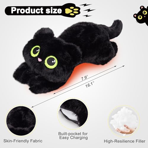 Black Cat Heating Pad Plush, USB Electric Warm Cushion with Timer for Women - color: Black Cat Heating Pad