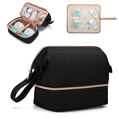 Fasrom Wearable Breast Pump Bag Compatible with Eufy, Medela & Elvie Pumps - color: Black