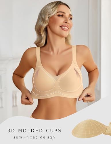 Avidlove Womens Wireless Bras Full Coverage Seamless Bra Comfortable Bralette Everyday Bras - color: Nude, size: XX-Large