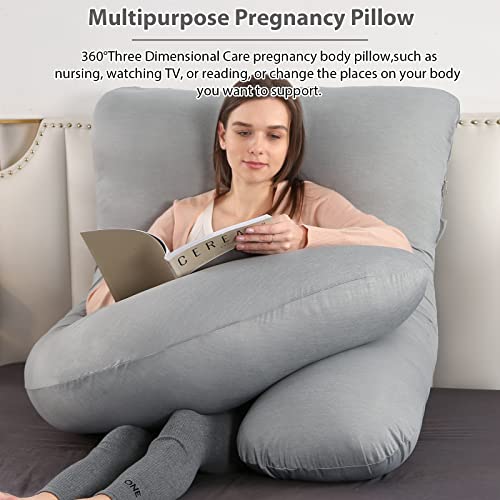 BATTOP Pregnancy Pillows for Sleeping- U Shaped Full Body Maternity Pillow, Pregnancy Pillow for Side Sleepers with Removable Cooling Cover, Supports Back, Hips, Belly & Legs (Cooling Grey) - color: Cooling Grey