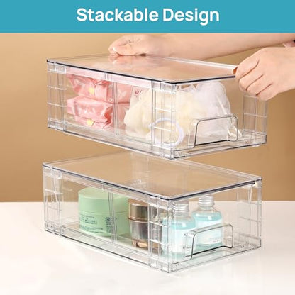 Vtopmart 8 Pack Stackable Clear Drawer with Dividers - size: 8Pack 4.4"H-with Dividers