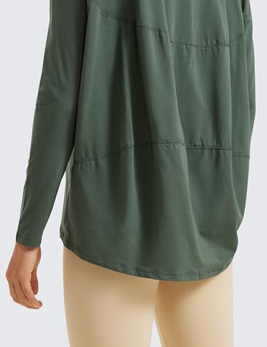 CRZ YOGA Pima Cotton Boat Neck Top - color: Nature Green, size: Medium