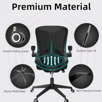 Ergonomic Office Chair - 350LB Comfy Desk Chairs with Lumbar Back Support, Mesh Computer Chairs with Wheels and Arms for Home Office, Study (Black-Without Headrest) - color: 669black-without Headrest