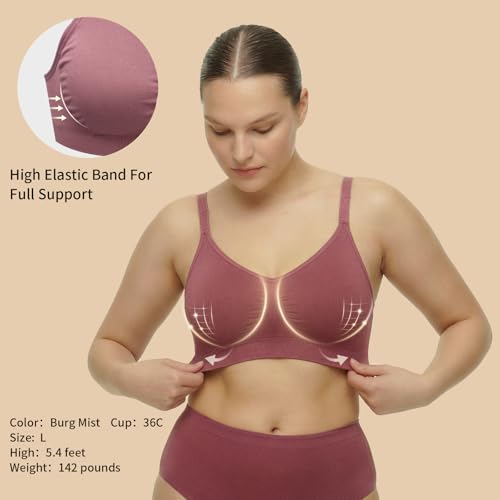 Under Control Nursing Bra 4-Pack - Wireless Maternity & Sleep Bra with Removable Pads - Comfortable Breastfeeding Bra (S-2XL) - color: Nude/Burg Mist/Light Brown/Black, size: Medium