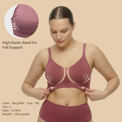 Under Control Nursing Bra 4-Pack - Wireless Maternity & Sleep Bra with Removable Pads - Comfortable Breastfeeding Bra (S-2XL) - color: Nude/Burg Mist/Light Brown/Black, size: Medium