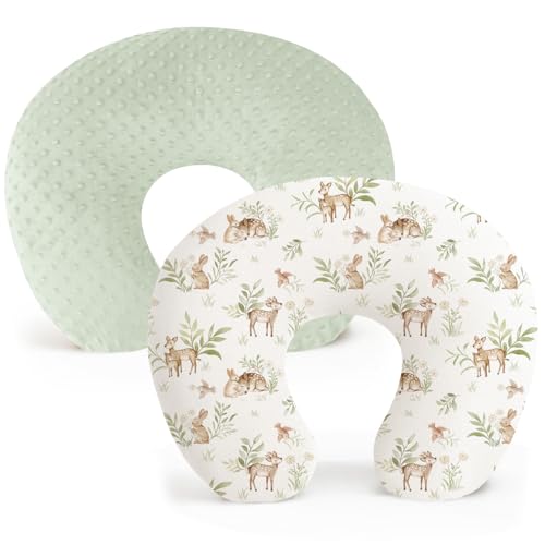 Konssy 2 Pack Nursing Pillow Covers, Soft Covers for Breastfeeding Pillows - color: Green, Woodland