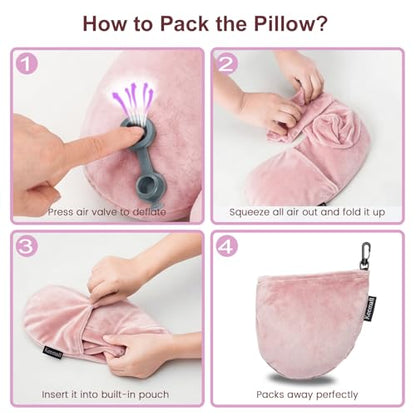 Keemall Inflatable Travel Neck & Shoulder Pillow for Airplanes&Long Trips - color: Pastel Pink, size: Medium