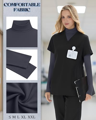 4 Pack Women's Underscrub Shirts - color: Black, Dark Gray, White, Light Gray, size: X-Large