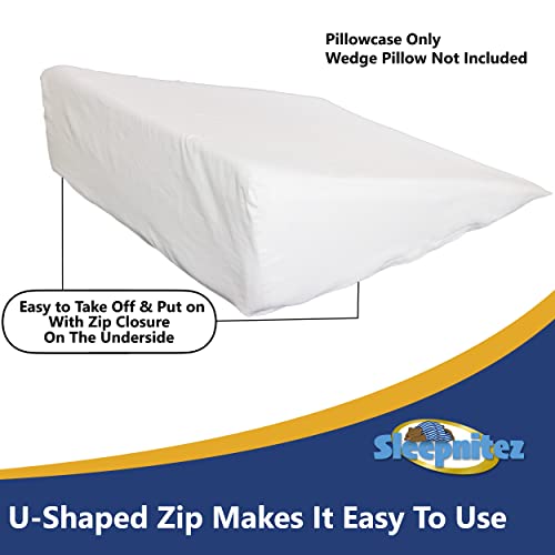 Sleepnitez 8" Wedge Pillow Case Cover, 100% Egyptian Cotton Sateen, White