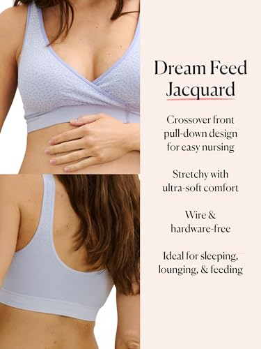 HATCH The Dream Feed Nursing & Sleep Bra - color: Light Blue - Jacquard, size: Small