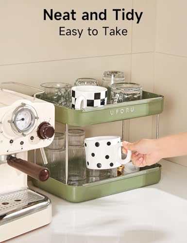 UFORU Countertop Coffee Station Organizer,Cup Rack,Mug & Wine Glass Holder - color: Green