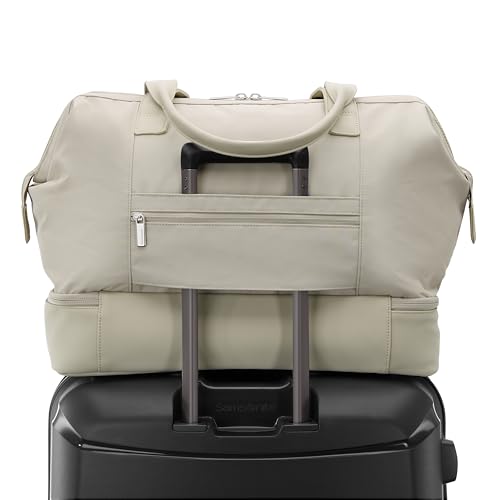 Samsonite Better Than Basics Weekender Duffle – Drop Bottom Travel Bag with 14” Laptop Compartment, SmartSleeve™ Strap, Adjustable Shoulder Strap, Durable RPET Lining, Limestone Grey - color: Limestone Grey