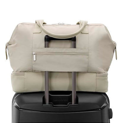 Samsonite Better Than Basics Weekender Duffle – Drop Bottom Travel Bag with 14” Laptop Compartment, SmartSleeve™ Strap, Adjustable Shoulder Strap, Durable RPET Lining, Limestone Grey - color: Limestone Grey
