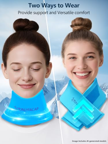 Flexible Neck Ice Pack Wrap,Gel Cold Therapy for Pain Relief - color: Sky Blue