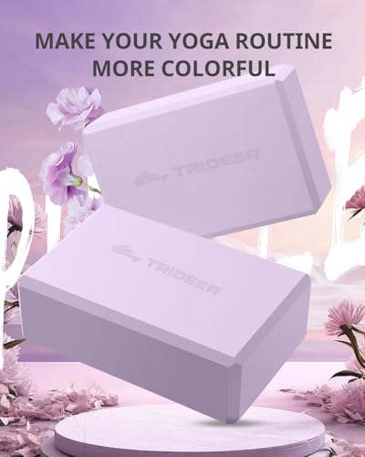 Yoga Blocks 2 Pack with Supportive Non-Slip Foam for Yoga Pilate Stretching - color: Lavender
