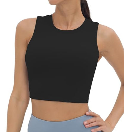 V VOCNI Nursing Tank Tops Racerback Breastfeeding Crop Top - color: Black, size: Small