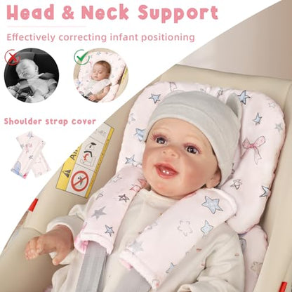 GFU Infant Car Seat Insert Head and Body Support with Strap Pads Pink Star - color: Pink Star