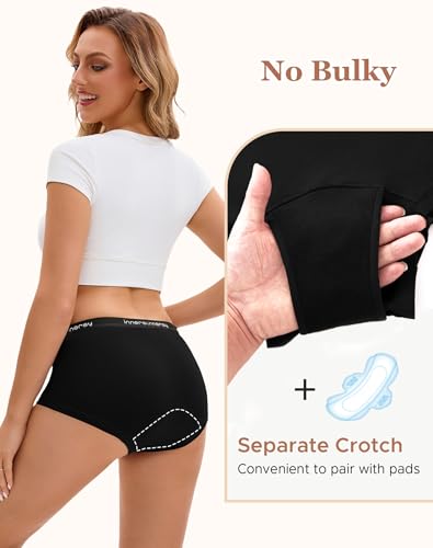 INNERSY Womens Period Boxers Underwear Leak Proof Boy Shorts 3-Pack - color: Black, size: XX-Large