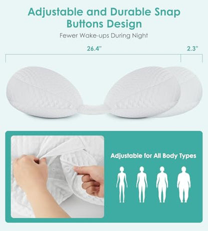 Pregnancy Pillow Cooling for Sleeping Adjustable Support Maternity Pillow - color: All White
