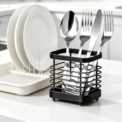 Utensil Holder, Stainless Steel Utensil Drying Rack for Kitchen Counter - color: Small, Black
