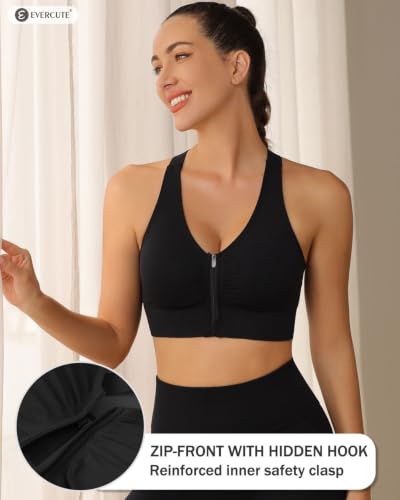 Women's Zip Front Post-Surgery Sports Bras, Wireless Padded Mastectomy Bra - color: Black 3 Pack, size: Medium