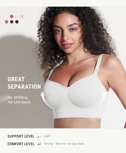 FeelinGirl Bras for Women Comfy Seamless Wireless Bralettes - color: White, size: Small