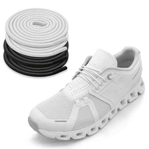 2 Pairs Elastic Shoe Laces for On Cloud 5, 6 Sneakers - color: Black+white, size: 34in (86cm)