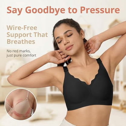 Nursing Bra, Maternity and Pumping Bra for Breastfeeding, Hands-Free Feeding Bra - color: Black, size: Large