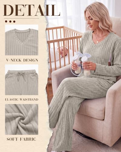 Huukeay 2 Piece Postpartum Nursing Sets - color: Apricot, size: XX-Large