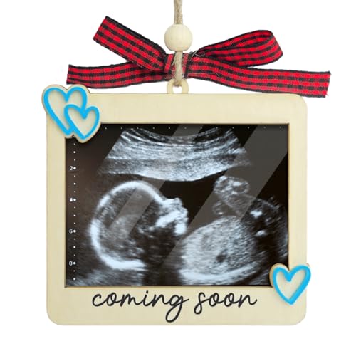 Ultrasound Photo Frame Ornament, Baby Announcement Keepsake - color: Blue Coming Soon Premium
