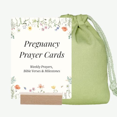 Pregnancy Prayer Cards - Pregnancy Gifts for Expecting Mom, First Trimester Essentials with Bible Verses, Weekly Development Milestones