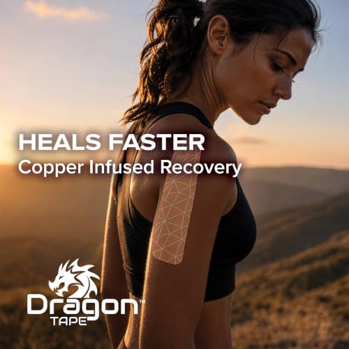 Dragon Tape Copper Infused Kinesiology Tape, Black, Single Roll - color: Black, size: Single Roll
