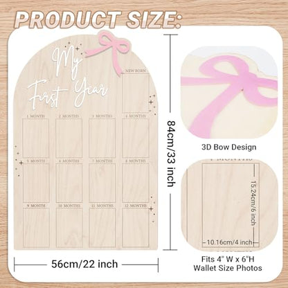 Bosctanuc Large My First Year Pink Bow Picture Frame for 33 x 22 Inch - style: Pink Bow