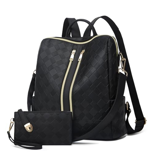 Makes Backpack Purse for Women PU Leather Casual Backpack Daily Travel Bag - color: Black Square