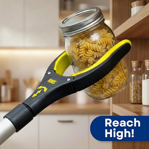 RMS 2-Pack 32 Inch Extra Long Grabber Reacher with Rotating Jaw (Yellow) - color: Yellow