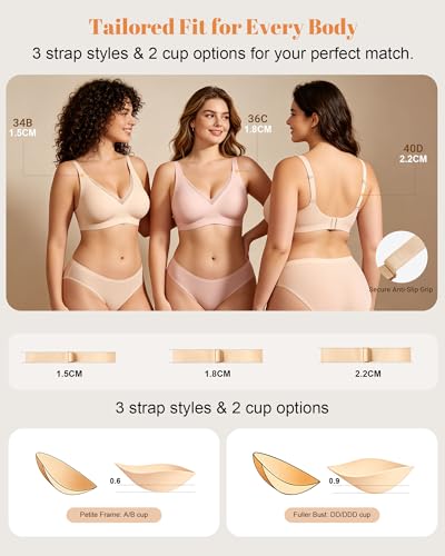 As Fairy Wireless Bras for Women Deep V Jelly Mesh Push Up Bra - color: Champagne Nude, size: 36A