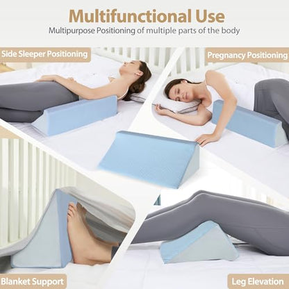 Body Wedge Pillow for Side Sleepers, Positioning Support - color: Blue