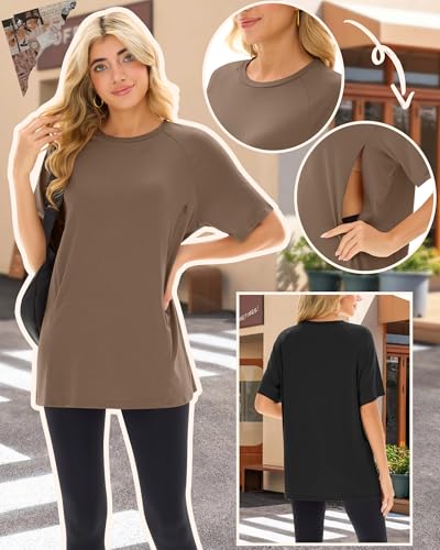 4 Pack Women's Nursing Shirts - color: Light Brown, White, Light Gray, Black, size: X-Large