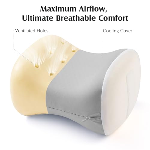 YFONG Knee Pillow for Side Sleepers, Breathable Memory Foam Leg Pillow Grey - color: Light Gray
