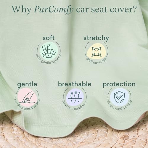 PurComfy 4-in-1 Baby Car Seat Cover, Supersoft Bamboo Viscose Nursing Cover - color: Lilac