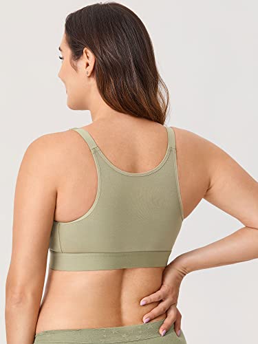 Gratlin Cotton Nursing Bra for Breastfeeding - color: Grey Olive, size: Medium
