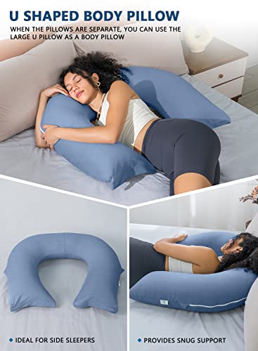 INSEN Reading Pillow, Back Pillow for Sitting in Bed and Couch - color: Hazy Blue, size: 45in