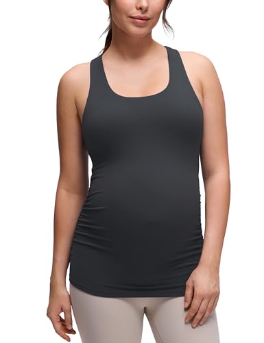 CRZ YOGA Maternity Racerback Tank Tops - color: Mysterious Grey, size: Small