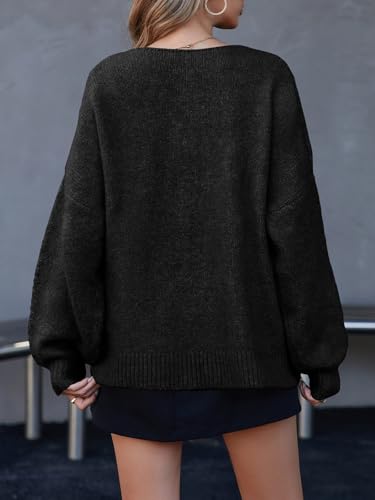 Saodimallsu Womens Tie Front Cardigan Oversized Long Sleeve Bow Sweaters - color: Black, size: X-Large