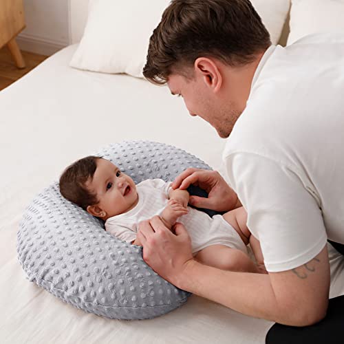 Nursing Pillow and Body Positioner with Premium Slipcover - color: Glacier Gray