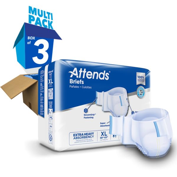 Attends Adult Incontinence Briefs, X-Large, Extra Heavy Absorbency, 60ct - size: X-Large (60 Count)