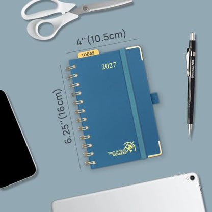 POPRUN 2027 Pocket Calendar, 4" x 6.25", Small Planner Weekly and Monthly - color: Pacific Green, size: Small 4" x 6.25", style: Calendar Year 2027
