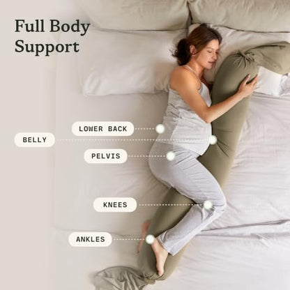 bbhugme Pregnancy Pillow Cover, Dusty Olive - color: Dusty Olive