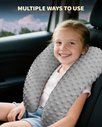 Memory Foam Kids Travel Pillow, Car Pillow for Kids, Velvet Dots, Grey - color: Grey
